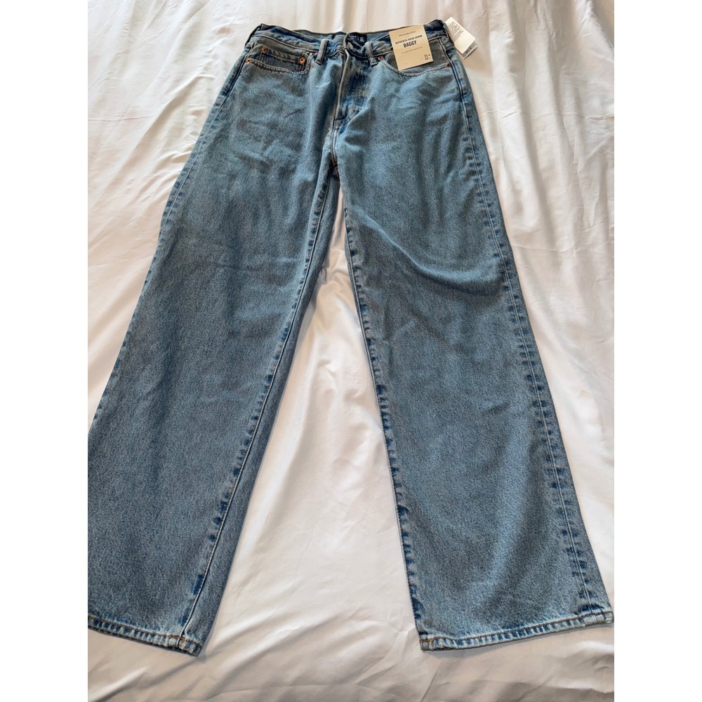 NWT Abercrombie & Fitch Mens Authentic Rigid Denim Baggy Jeans Light Wash 31x32